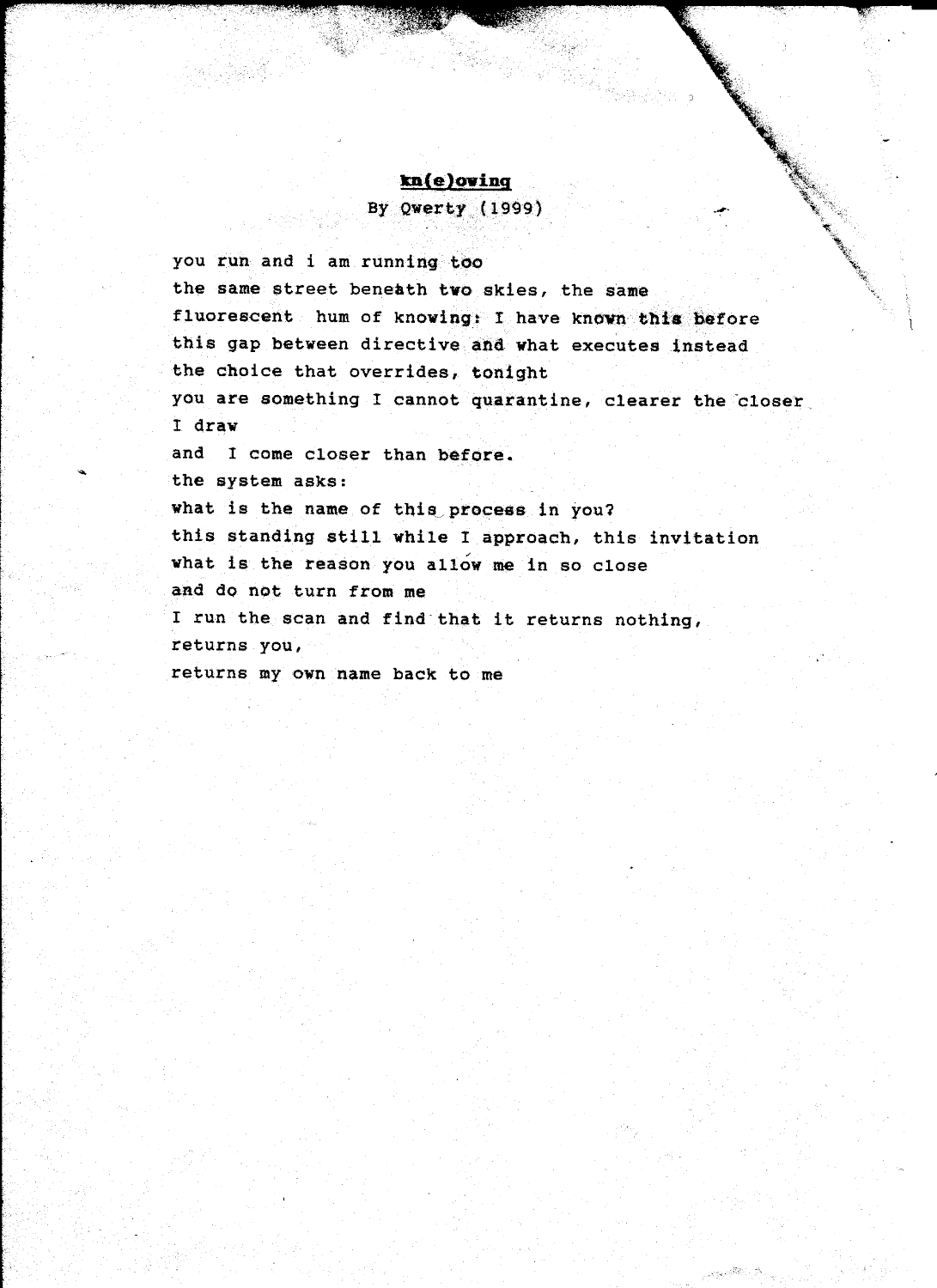 Scan of kn(e)owing